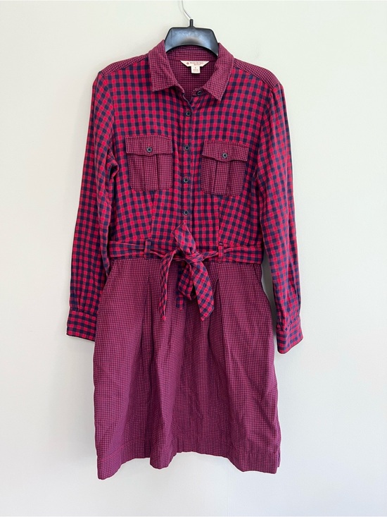 Brooks Brothers Dresses & Skirts - Brooks Brothers Plaid Flannel Cotton Long Sleeve Tie Waist Shirt Dress Pockets 6
